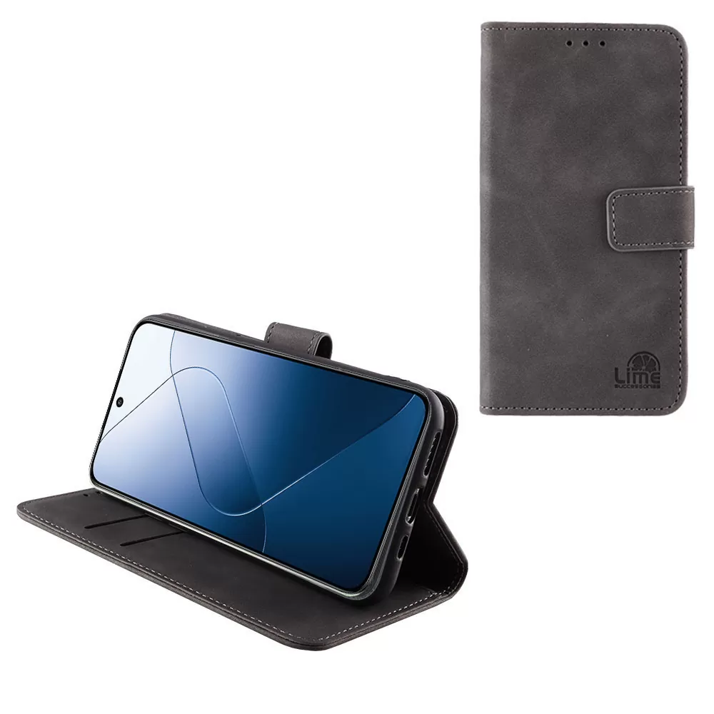 LIME ESSENTIAL ΘΗΚΗ XIAOMI 14 5G 6.36in  MAGNET BOOK STAND CLIP GREY