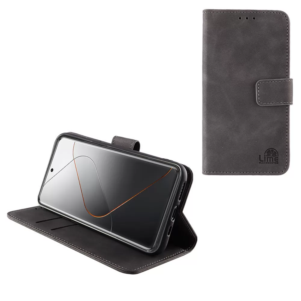 LIME ESSENTIAL ΘΗΚΗ XIAOMI 14 PRO 5G 6.73in  MAGNET BOOK STAND CLIP GREY