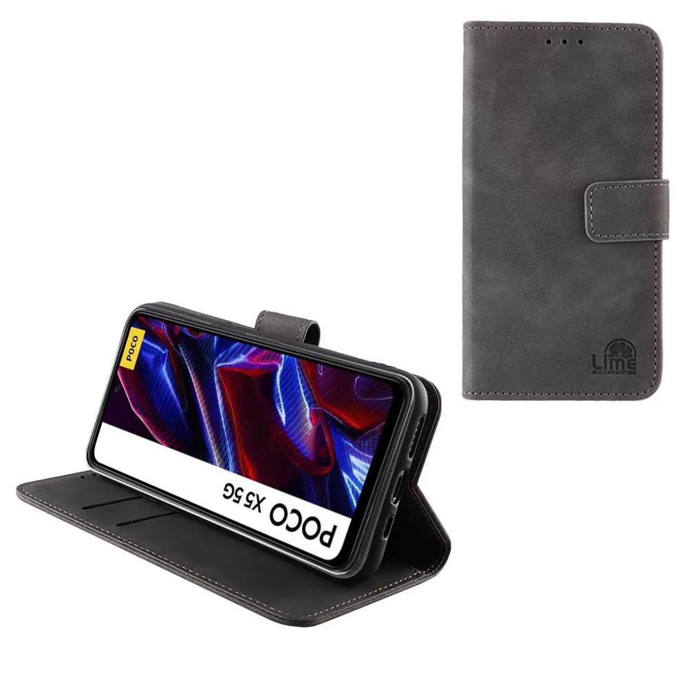 LIME ESSENTIAL ΘΗΚΗ XIAOMI POCO X5 5G 6.67in  MAGNET BOOK STAND CLIP GREY