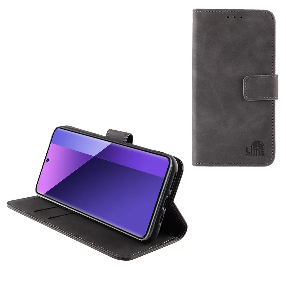 LIME ESSENTIAL ΘΗΚΗ XIAOMI REDMI NOTE 13 PRO PLUS 5G 6.67in  MAGNET BOOK STAND CLIP GREY