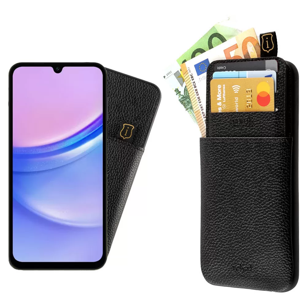 IDOL 1991 ANTI-RFID LEATHER SMART WALLET ΘΗΚΗ SAMSUNG A15 4G A155/A15 5G A156 6.4in CAMERA GUARD BLACK