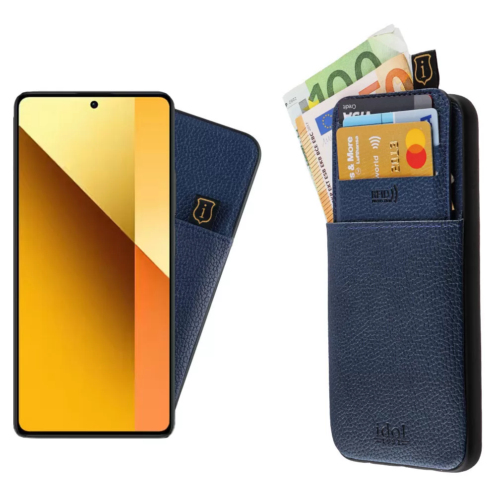 IDOL 1991 ANTI-RFID LEATHER SMART WALLET ΘΗΚΗ XIAOMI REDMI NOTE 13 5G 6.67in FULL CAMERA PROTECTION BLUE