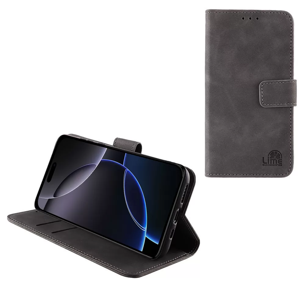 LIME ESSENTIAL ΘΗΚΗ IPHONE 16 PRO MAX 6.9in  MAGNET BOOK STAND CLIP GREY