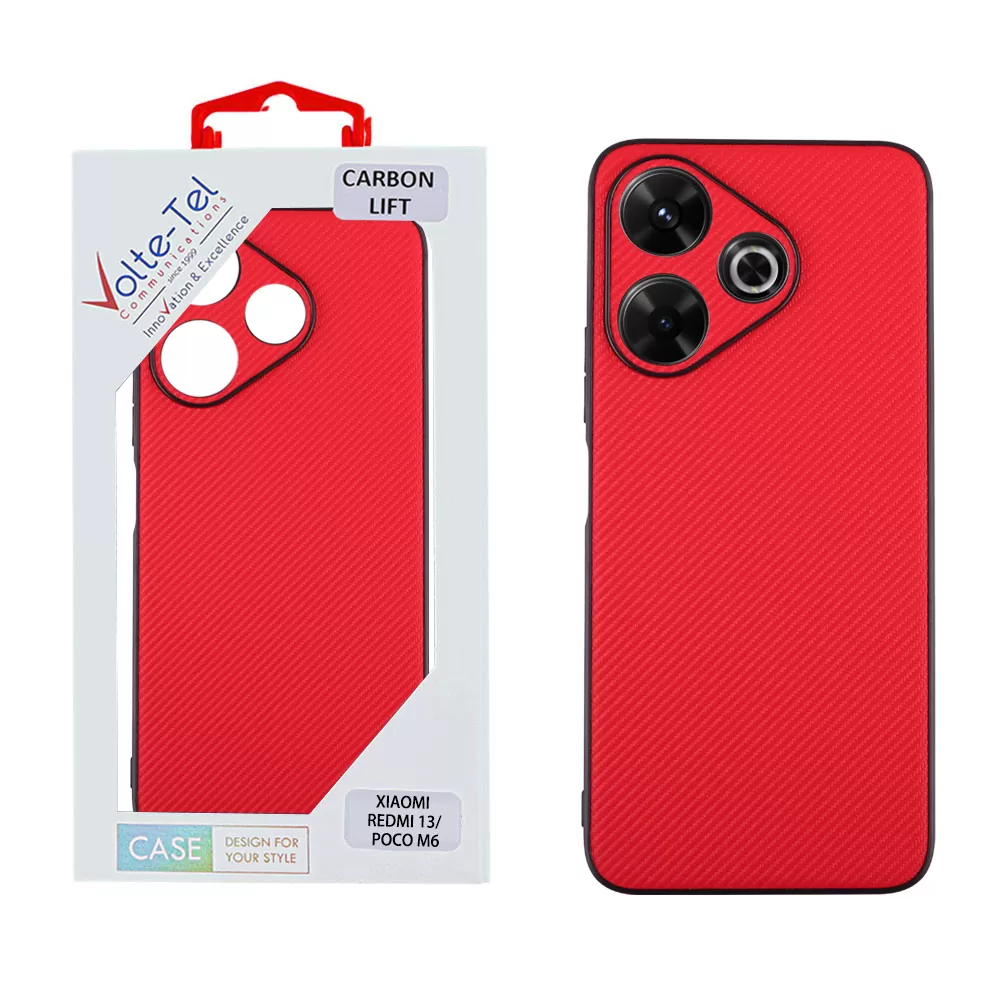 VOLTE-TEL CARBON LIFT ΘΗΚΗ XIAOMI REDMI 13/ POCO M6 4G 6,79in  FULL CAMERA PROTECTION RED