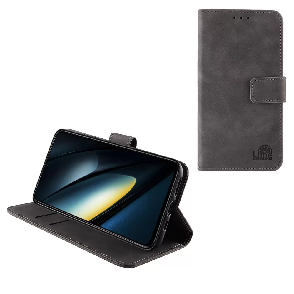 LIME ESSENTIAL ΘΗΚΗ XIAOMI POCO F6 5G 6.67in  MAGNET BOOK STAND CLIP GREY