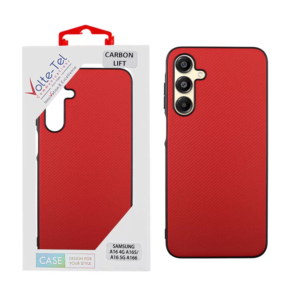 VOLTE-TEL CARBON LIFT ΘΗΚΗ SAMSUNG A16 4G A165/A16 5G A166 6.7in  CAMERA GUARD PROTECTION RED