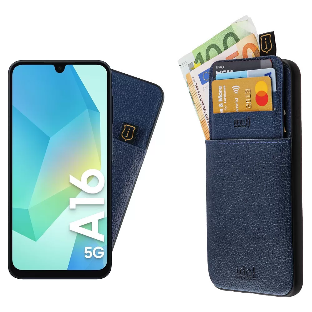 IDOL 1991 ANTI-RFID LEATHER SMART WALLET ΘΗΚΗ SAMSUNG A16 4G A165/A16 5G A166 6.7in CAMERA GUARD BLUE