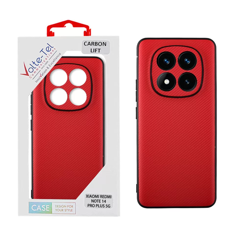 VOLTE-TEL CARBON LIFT ΘΗΚΗ XIAOMI REDMI NOTE 14 PRO PLUS 5G 6.67in  FULL CAMERA PROTECTION RED