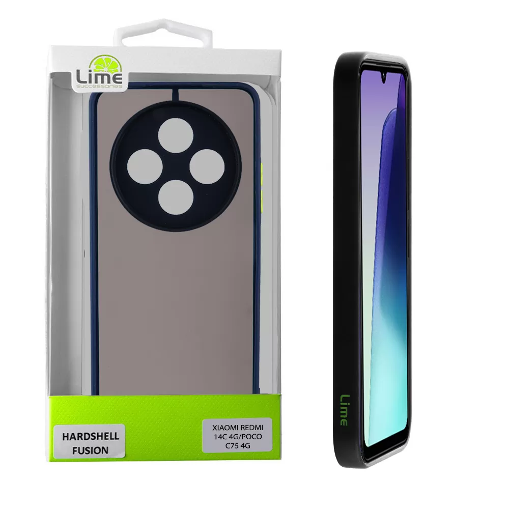 LIME HARDSHELL FUSION ΘΗΚΗ XIAOMI REDMI 14C/ REDMI A4/ POCO C75/ POCO M7 5G 6.88in  FULL CAMERA PROTECTION BLUE WITH YELLOW KEYS