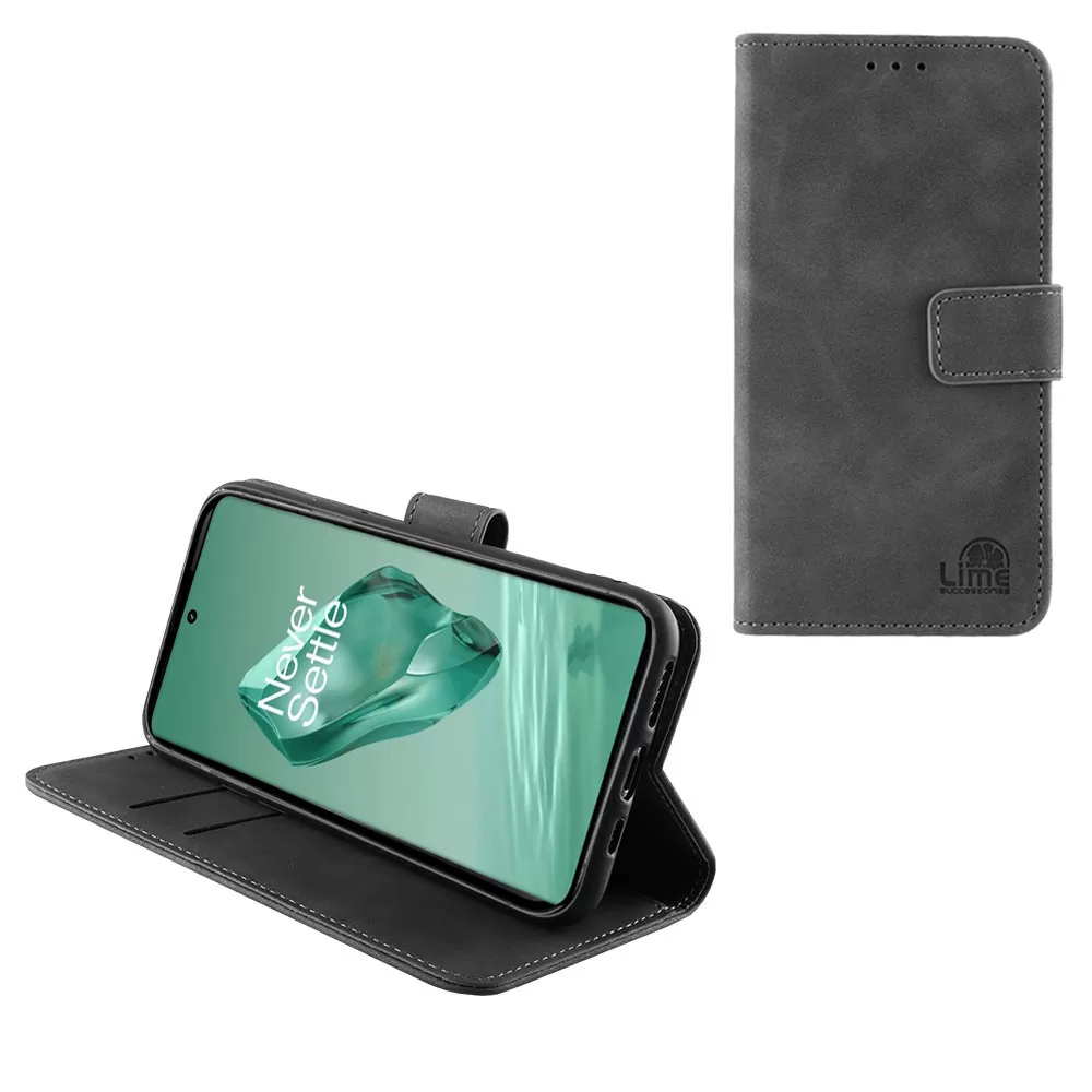 LIME ESSENTIAL ΘΗΚΗ ONEPLUS 12 5G 6.82in  MAGNET BOOK STAND CLIP GREY