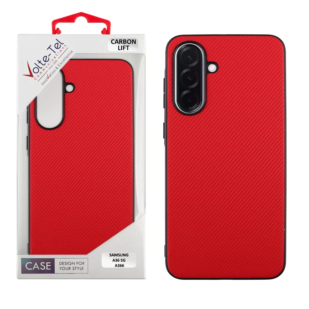 VOLTE-TEL CARBON LIFT ΘΗΚΗ SAMSUNG A36 5G A366 6.7in  CAMERA GUARD RED