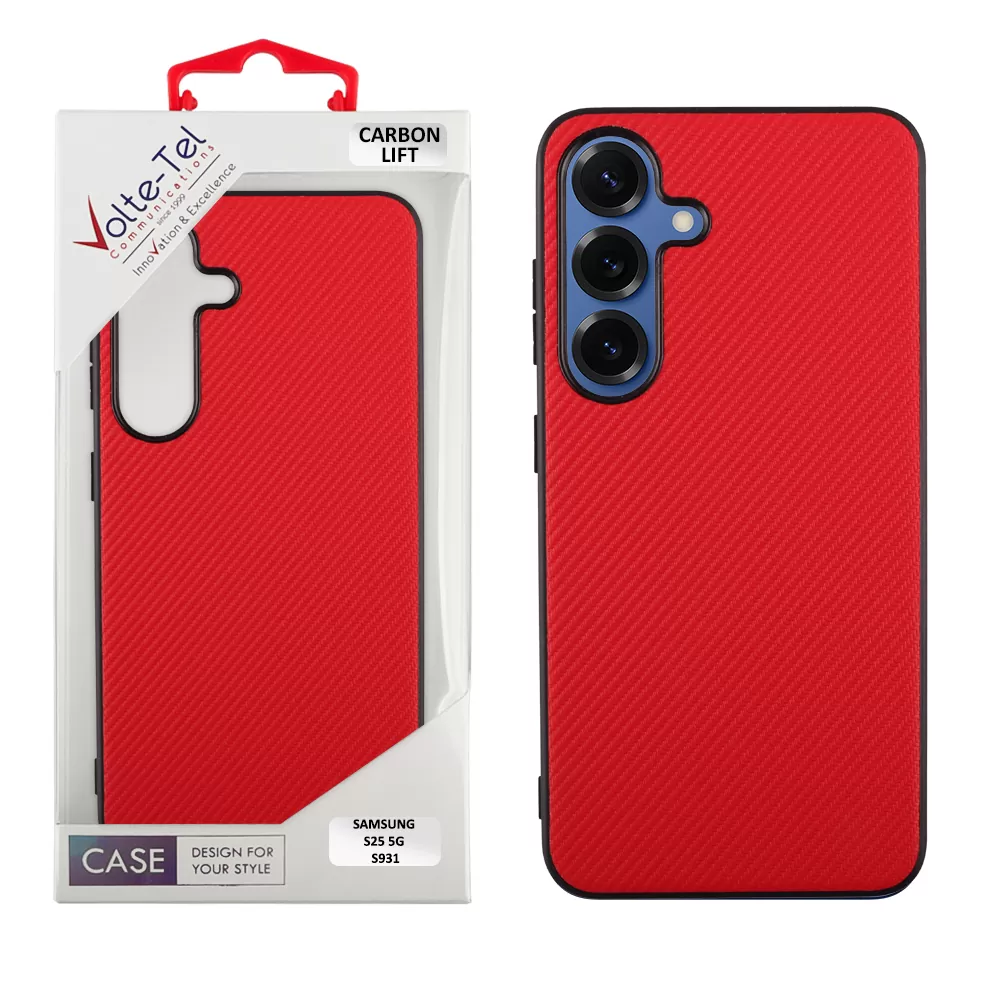 VOLTE-TEL CARBON LIFT ΘΗΚΗ SAMSUNG S25 5G S931 6.2in  CAMERA GUARD RED