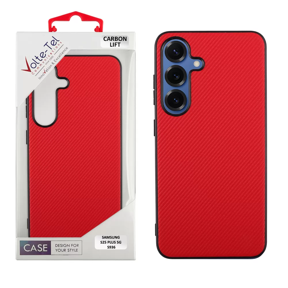 VOLTE-TEL CARBON LIFT ΘΗΚΗ SAMSUNG S25 PLUS 5G S936 6.7in  CAMERA GUARD RED
