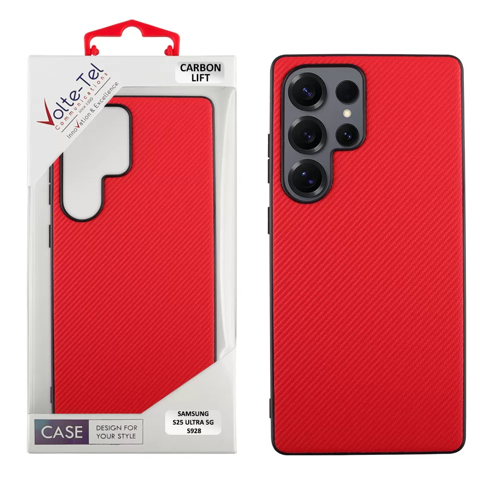VOLTE-TEL CARBON LIFT ΘΗΚΗ SAMSUNG S25 ULTRA 5G S928 6.9in  CAMERA GUARD RED