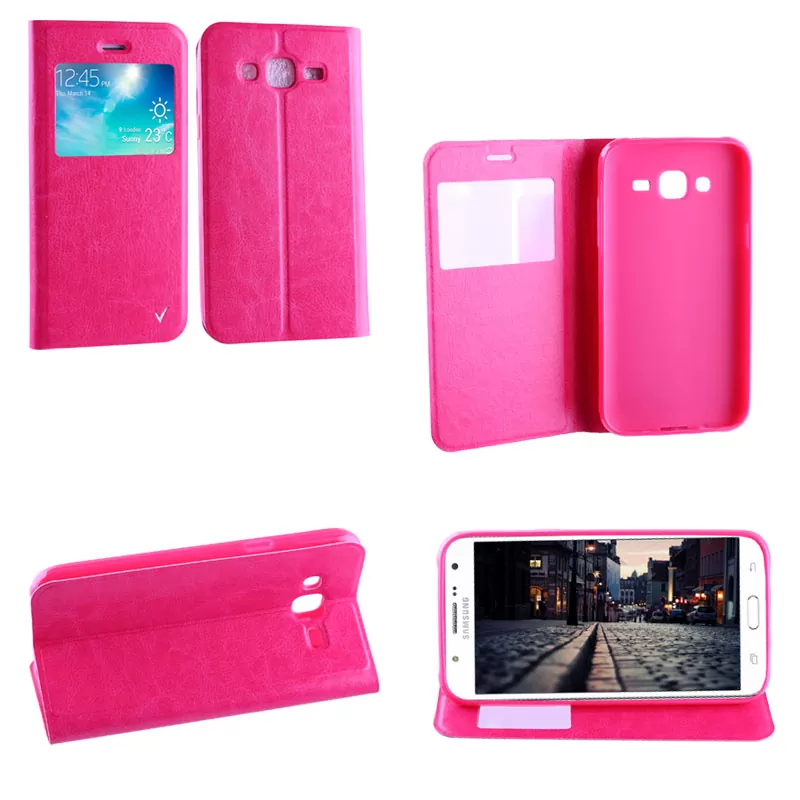 VOLTE-TEL ΘΗΚΗ SAMSUNG J5 J500 LEATHER-TPU VIEW BOOK STAND PINK