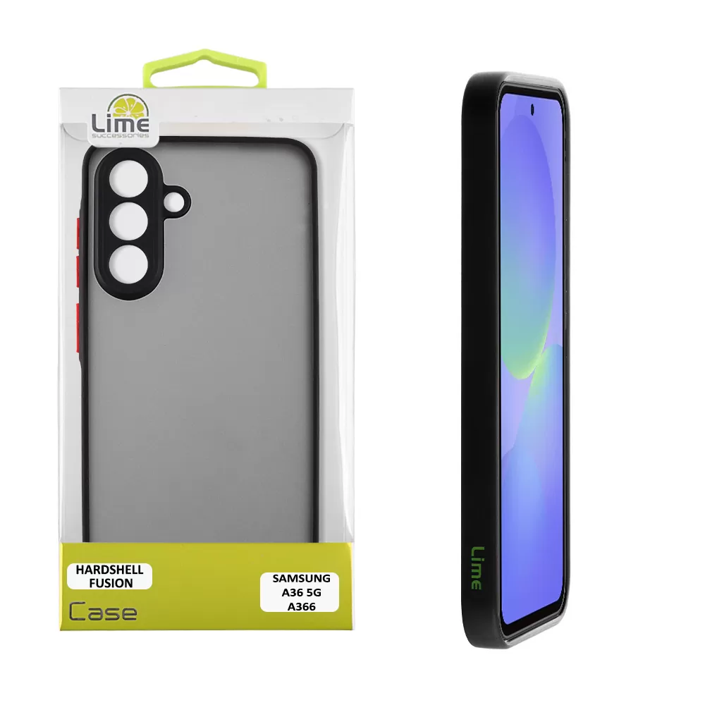 LIME HARDSHELL FUSION ΘΗΚΗ SAMSUNG A36 5G A366 6.7in  FULL CAMERA PROTECTION BLACK WITH RED KEYS