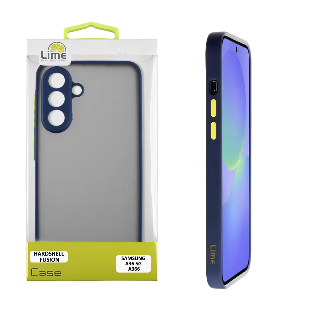 LIME HARDSHELL FUSION ΘΗΚΗ SAMSUNG A36 5G A366 6.7in  FULL CAMERA PROTECTION BLUE WITH YELLOW KEYS