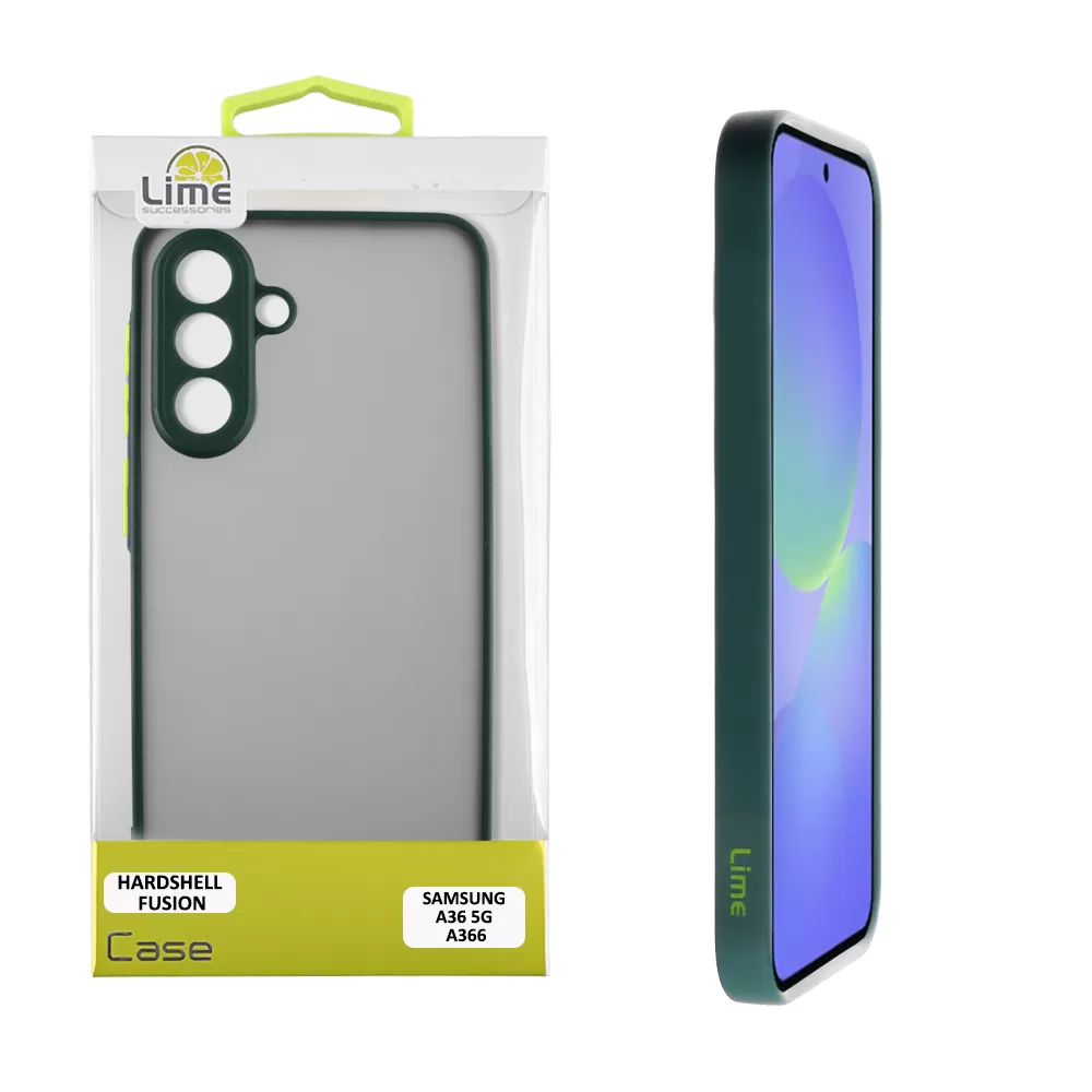 LIME HARDSHELL FUSION ΘΗΚΗ SAMSUNG A36 5G A366 6.7in  FULL CAMERA PROTECTION GREEN WITH YELLOW KEYS
