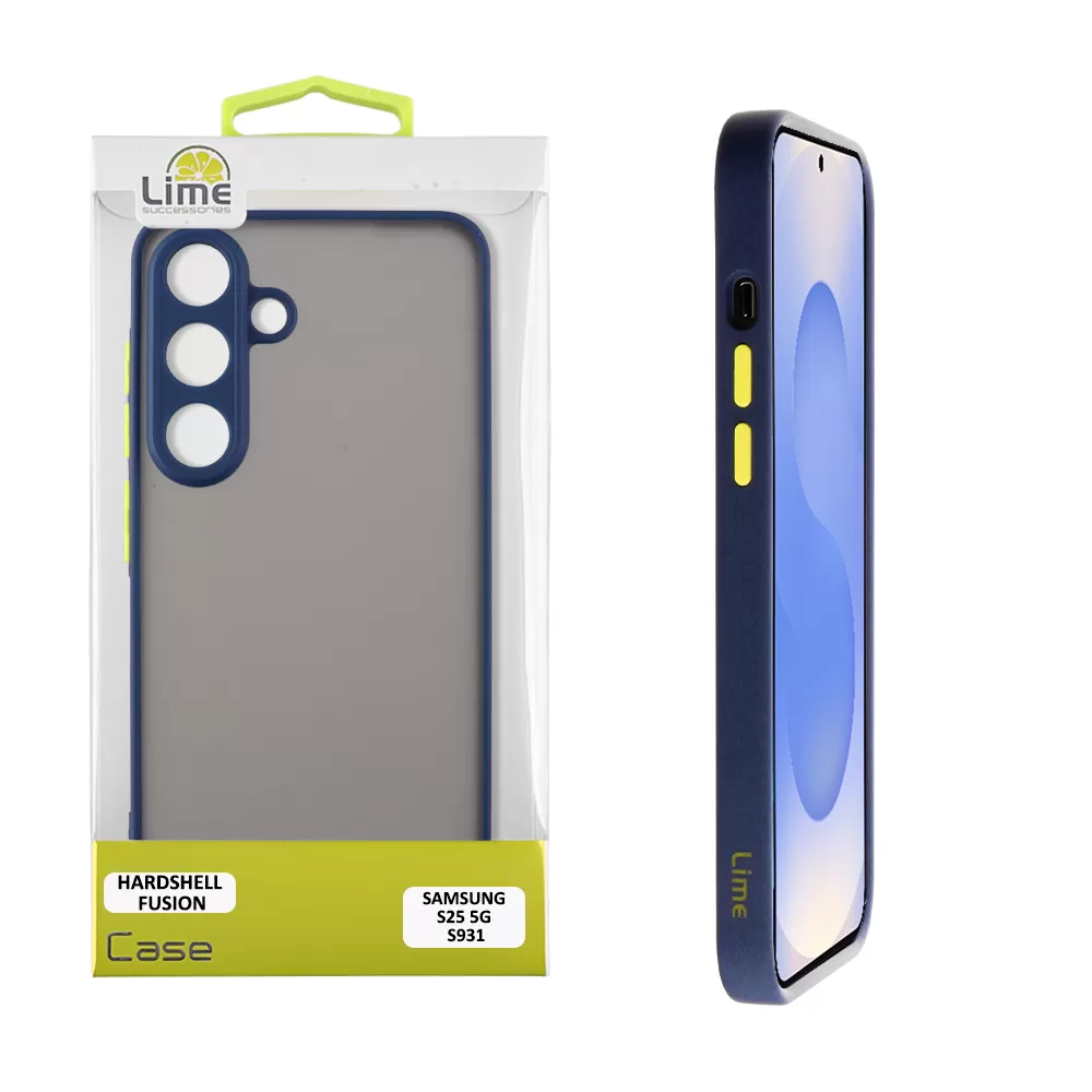 LIME HARDSHELL FUSION ΘΗΚΗ SAMSUNG S25 5G S931 6.2in  FULL CAMERA PROTECTION BLUE WITH YELLOW KEYS