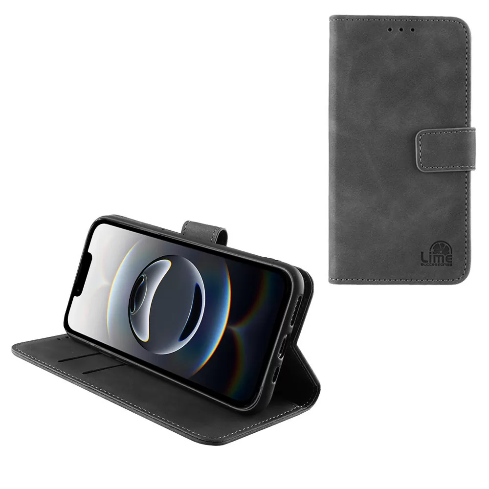 LIME ESSENTIAL ΘΗΚΗ IPHONE 16E/ IPHONE 17E 6.1in  MAGNET BOOK STAND CLIP GREY