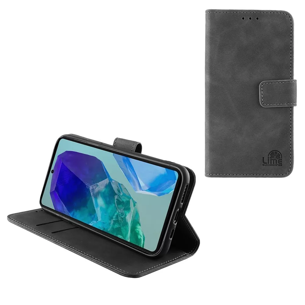 LIME ESSENTIAL ΘΗΚΗ SAMSUNG M55 5G M556 6.7in  MAGNET BOOK STAND CLIP GREY