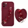 VOLTE-TEL SILICON TPU WITH STRAP ΘΗΚΗ IPHONE 11 PRO 5.8in FULL CAMERA PROTECTION BURGUNDY WITH RED HEARTS