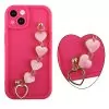 VOLTE-TEL SILICON TPU WITH STRAP ΘΗΚΗ IPHONE 13 6.1in FULL CAMERA PROTECTION PINK WITH PINK HEARTS