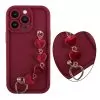 VOLTE-TEL SILICON TPU WITH STRAP ΘΗΚΗ IPHONE 13 PRO 6.1in  FULL CAMERA PROTECTION BURGUNDY WITH RED HEARTS