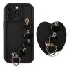 VOLTE-TEL SILICON TPU WITH STRAP ΘΗΚΗ IPHONE 13 PRO 6.1in FULL CAMERA PROTECTION BLACK WITH BLACK HEARTS