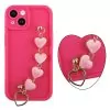 VOLTE-TEL SILICON TPU WITH STRAP ΘΗΚΗ IPHONE 14 6.1in FULL CAMERA PROTECTION PINK WITH PINK HEARTS