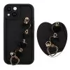 VOLTE-TEL SILICON TPU WITH STRAP ΘΗΚΗ IPHONE 14 6.1in FULL CAMERA PROTECTION BLACK WITH BLACK HEARTS