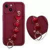 VOLTE-TEL SILICON TPU WITH STRAP ΘΗΚΗ IPHONE 14 6.1in FULL CAMERA PROTECTION BURGUNDY WITH RED HEARTS