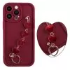 VOLTE-TEL SILICON TPU WITH STRAP ΘΗΚΗ IPHONE 14 PRO MAX 6.7in  FULL CAMERA PROTECTION BURGUNDY WITH RED HEARTS