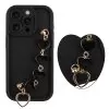 VOLTE-TEL SILICON TPU WITH STRAP ΘΗΚΗ IPHONE 15 PRO 6.1in  FULL CAMERA PROTECTION BLACK WITH BLACK HEARTS