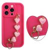 VOLTE-TEL SILICON TPU WITH STRAP ΘΗΚΗ IPHONE 15 PRO 6.1in  FULL CAMERA PROTECTION PINK WITH PINK HEARTS