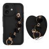 VOLTE-TEL SILICON TPU WITH STRAP ΘΗΚΗ IPHONE 16 6.1in  FULL CAMERA PROTECTION BLACK WITH BLACK HEARTS