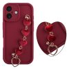 VOLTE-TEL SILICON TPU WITH STRAP ΘΗΚΗ IPHONE 16 6.1in  FULL CAMERA PROTECTION BURGUNDY WITH RED HEARTS