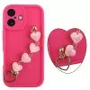 VOLTE-TEL SILICON TPU WITH STRAP ΘΗΚΗ IPHONE 16 6.1in  FULL CAMERA PROTECTION PINK WITH PINK HEARTS