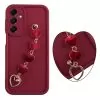 VOLTE-TEL SILICON TPU WITH STRAP ΘΗΚΗ SAMSUNG A16 4G A165/A16 5G A166 6.7in  FULL CAMERA PROTECTION BURGUNDY WITH RED HEARTS