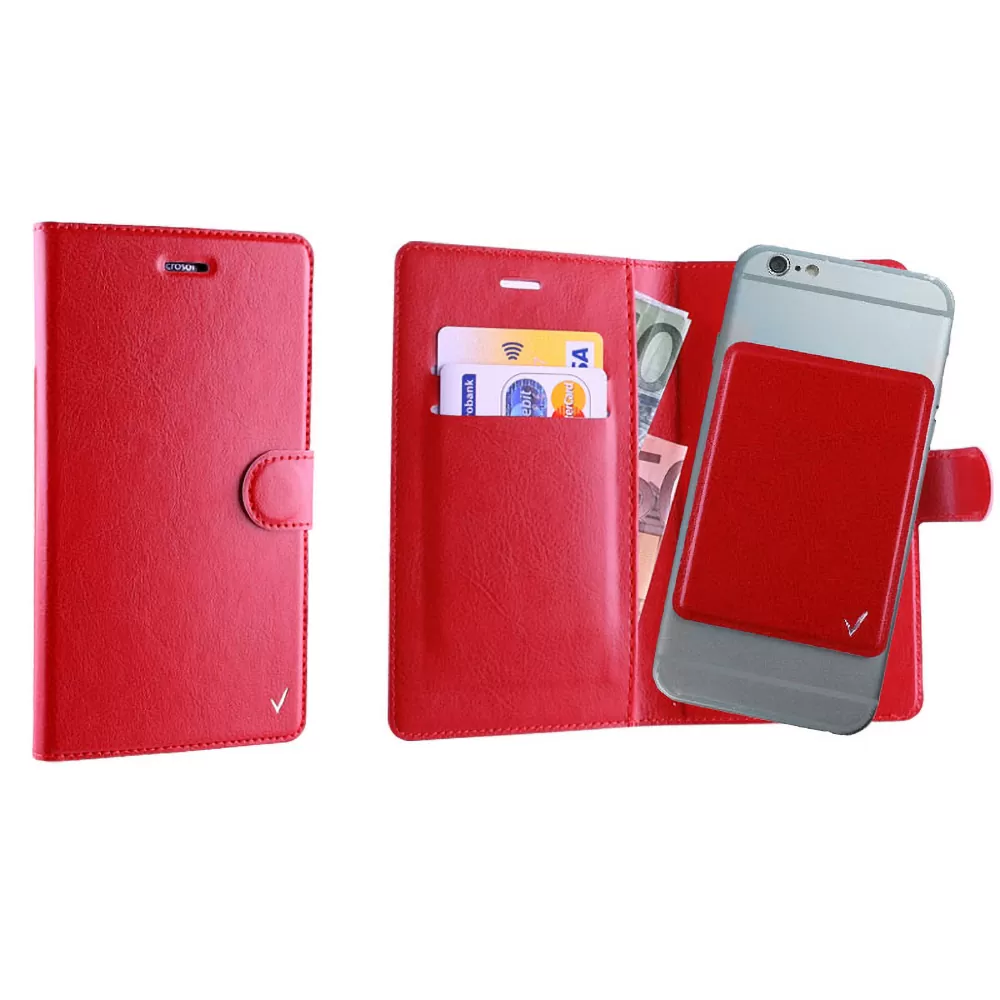 VOLTE-TEL ΘΗΚΗ UNIVERSAL 5.1"-5.7" LEATHER BOOK 3M MAGNET RED