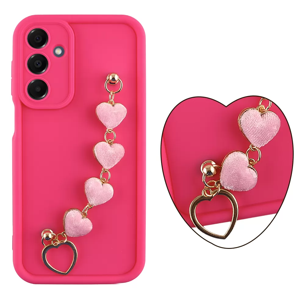 VOLTE-TEL SILICON TPU WITH STRAP ΘΗΚΗ SAMSUNG A16 4G A165/A16 5G A166 6.7in  FULL CAMERA PROTECTION PINK WITH PINK HEARTS