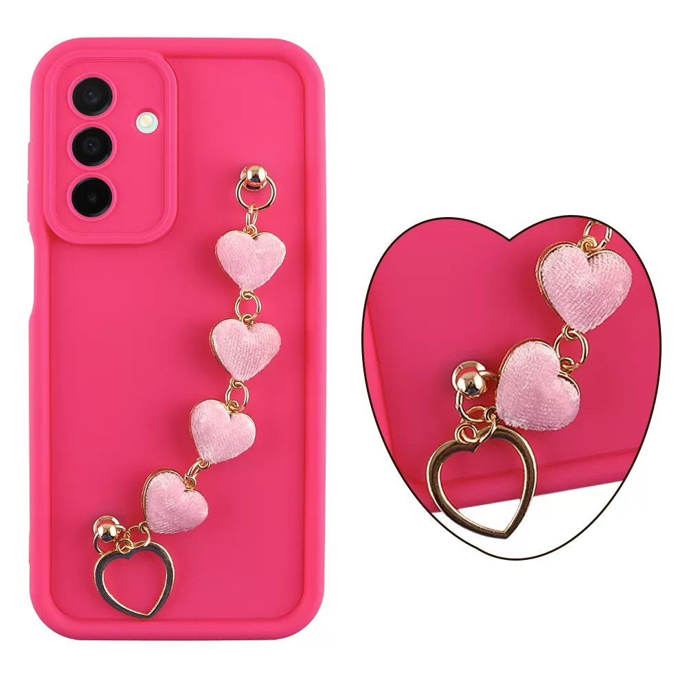 VOLTE-TEL SILICON TPU WITH STRAP ΘΗΚΗ SAMSUNG A26 5G A266 6.7in  FULL CAMERA PROTECTION PINK WITH PINK HEARTS
