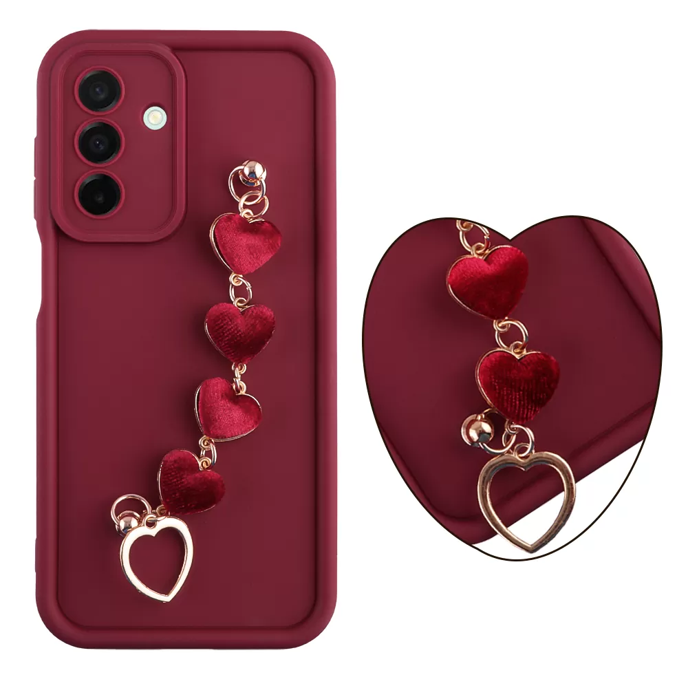 VOLTE-TEL SILICON TPU WITH STRAP ΘΗΚΗ SAMSUNG A26 5G A266 6.7in  FULL CAMERA PROTECTION BURGUNDY WITH RED HEARTS