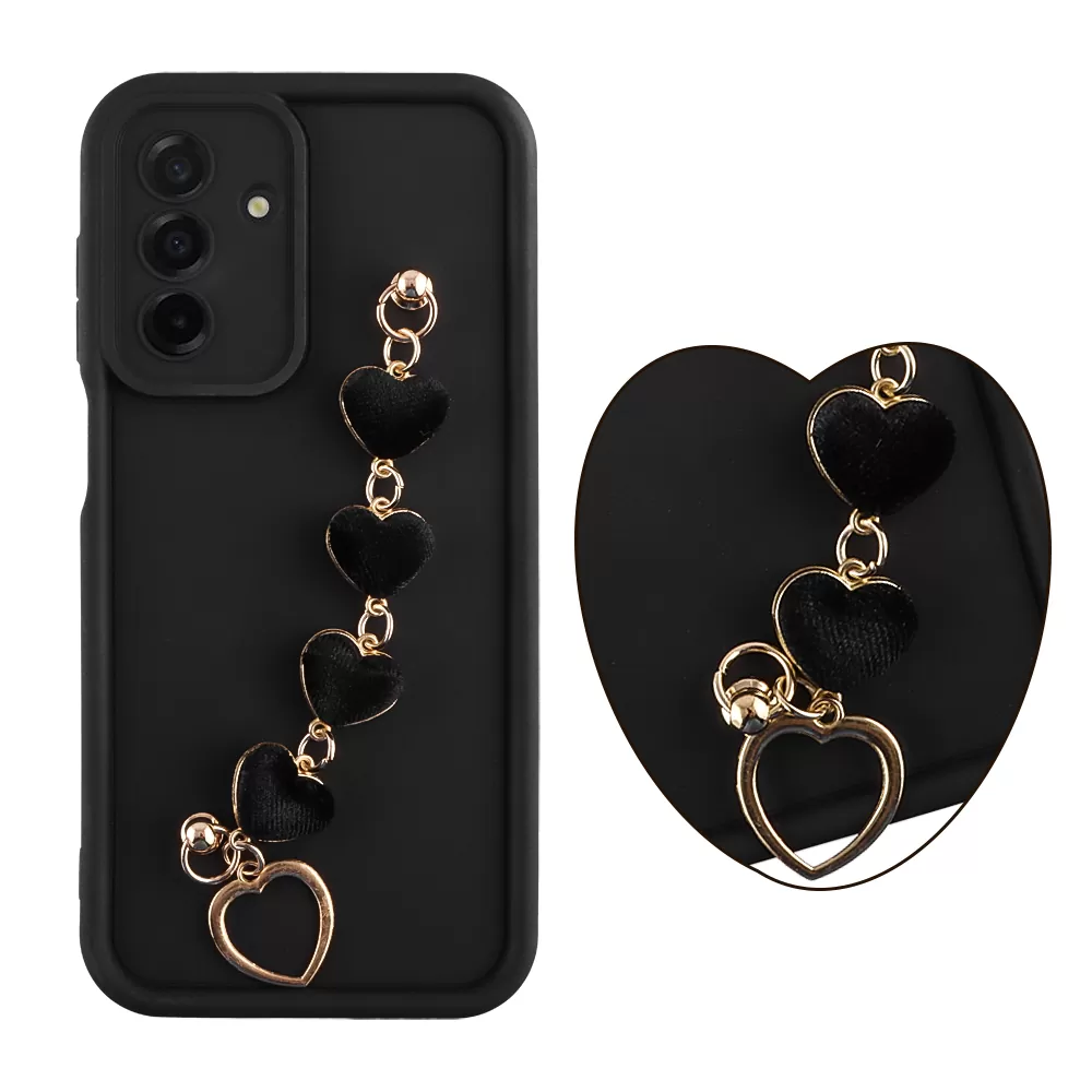 VOLTE-TEL SILICON TPU WITH STRAP ΘΗΚΗ SAMSUNG A26 5G A266 6.7in  FULL CAMERA PROTECTION BLACK WITH BLACK HEARTS
