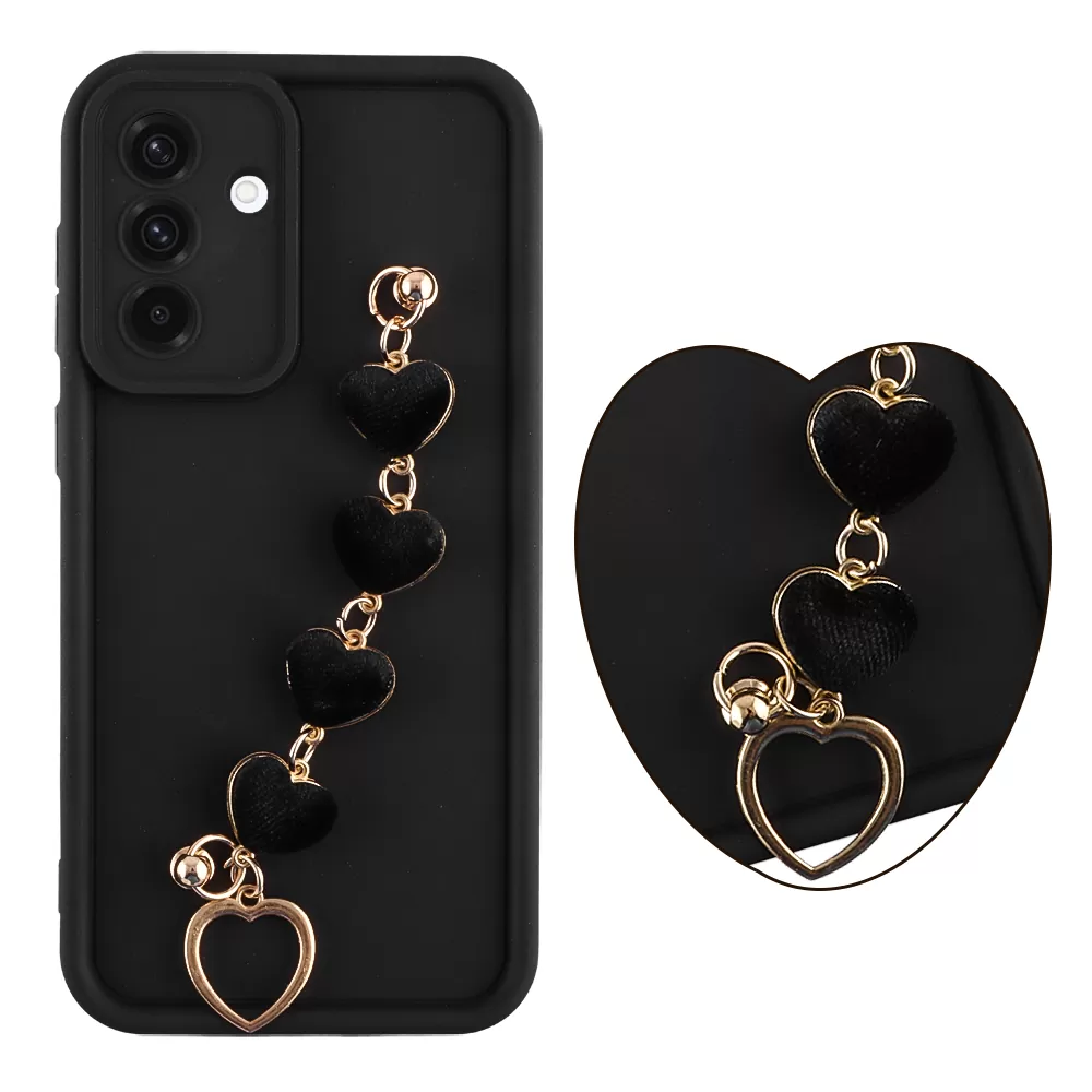 VOLTE-TEL SILICON TPU WITH STRAP ΘΗΚΗ SAMSUNG A36 5G A366 6.7in  FULL CAMERA PROTECTION BLACK WITH BLACK HEARTS