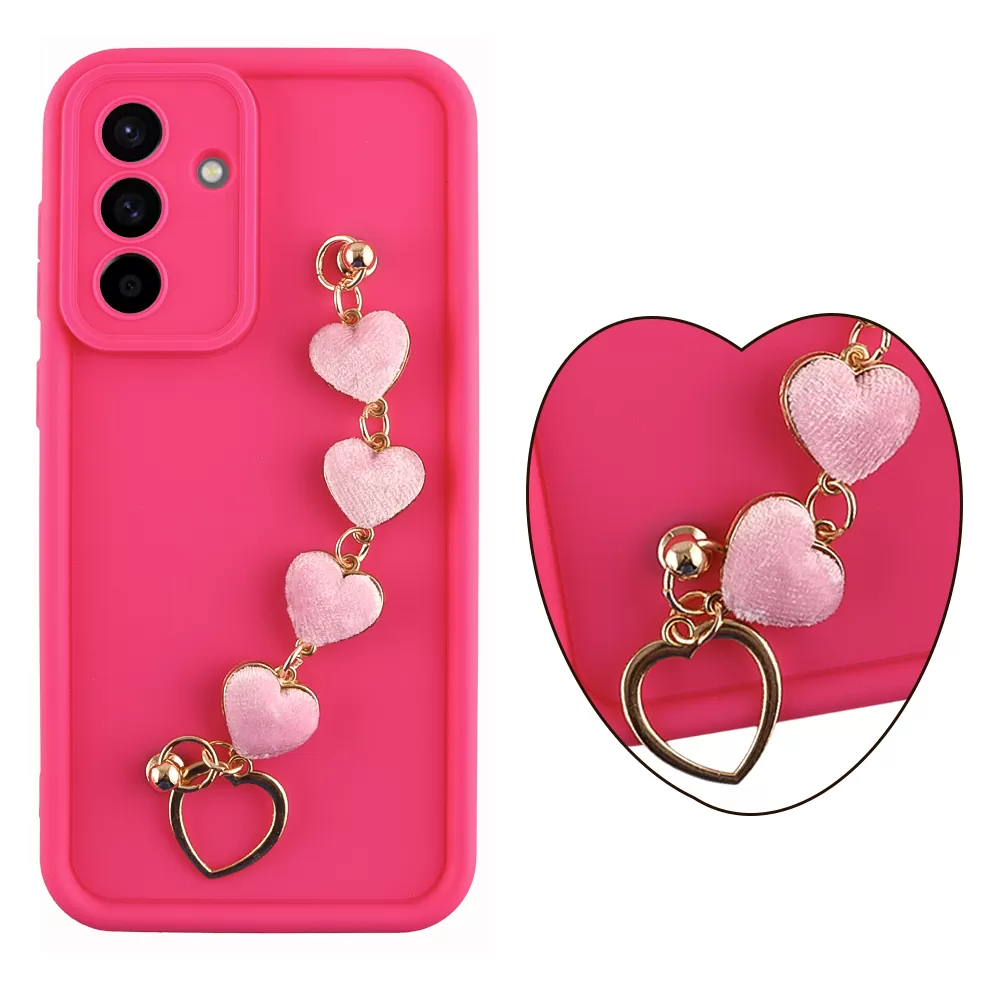 VOLTE-TEL SILICON TPU WITH STRAP ΘΗΚΗ SAMSUNG A56 5G A566 6.7in  FULL CAMERA PROTECTION PINK WITH PINK HEARTS