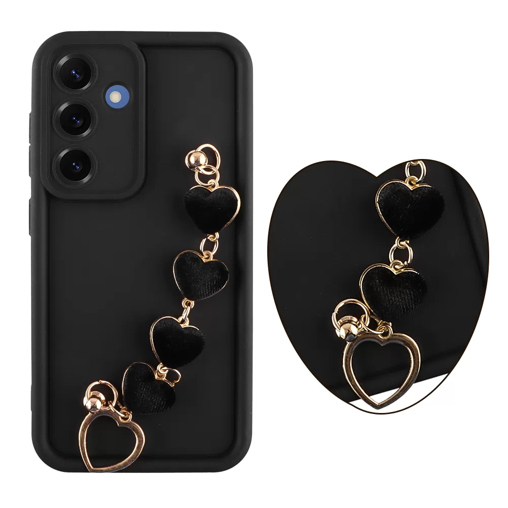 VOLTE-TEL SILICON TPU WITH STRAP ΘΗΚΗ SAMSUNG S25 5G S931 6.2in  FULL CAMERA PROTECTION BLACK WITH BLACK HEARTS