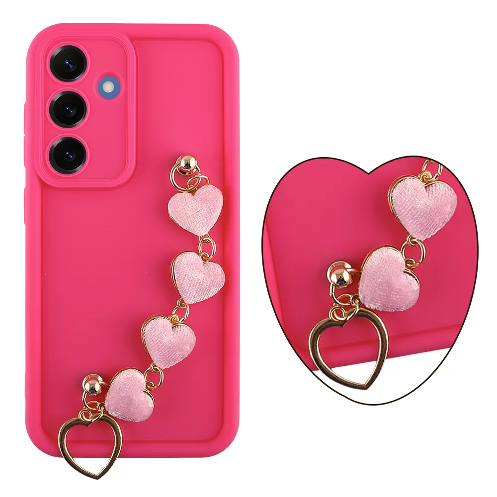VOLTE-TEL SILICON TPU WITH STRAP ΘΗΚΗ SAMSUNG S25 5G S931 6.2in  FULL CAMERA PROTECTION PINK WITH PINK HEARTS