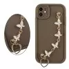 VOLTE-TEL SILICON TPU WITH STRAP ΘΗΚΗ IPHONE 11 6.1in FULL CAMERA PROTECTION BROWN WITH WHITE BUTTERFLIES
