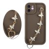 VOLTE-TEL SILICON TPU WITH STRAP ΘΗΚΗ IPHONE 12 6.1in  FULL CAMERA PROTECTION BROWN WITH WHITE BUTTERFLIES